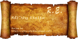 Réthy Etelka névjegykártya