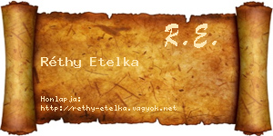 Réthy Etelka névjegykártya
